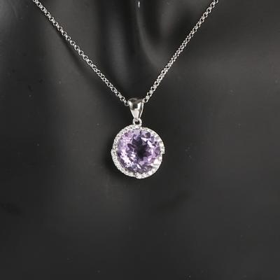China Vintage Purple CZ 925 Sterling Silver Gemstone Pendant Necklace For Women à venda