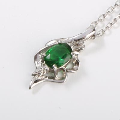 China Necklace Gemstone CZ Jewelry Green Sunflower 925 Silver Luxury Pendant Necklace à venda