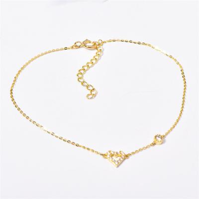 China 14K Gold Plated 925 Sterling Silver Heart Bracelet Micro Inset High Polished for sale