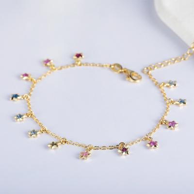China Gold Plated 925 Silver CZ Bracelet AAAA+ Zirconia Star Chain Bracelet for sale
