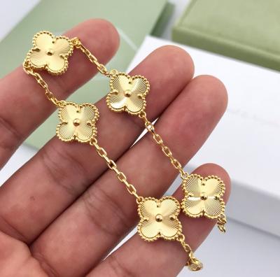 China 18k Gold Plated Clover 925 Silver Cz Bracelet Jewelry Sets for sale