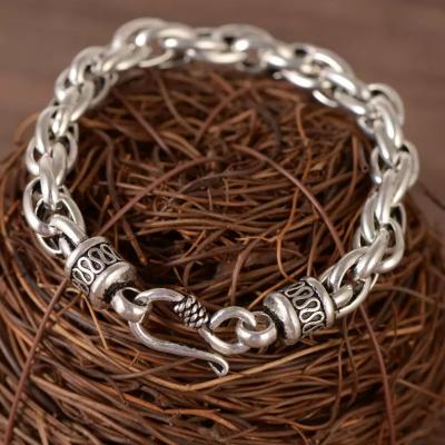 China Handmade S925 Chunky Chain Link Bracelet Mens Antique for sale