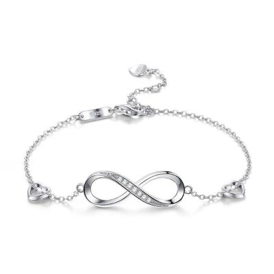 China 8 Endless S925 Silver CZ Bracelet Infinity Charm Ladies Meaningful for sale