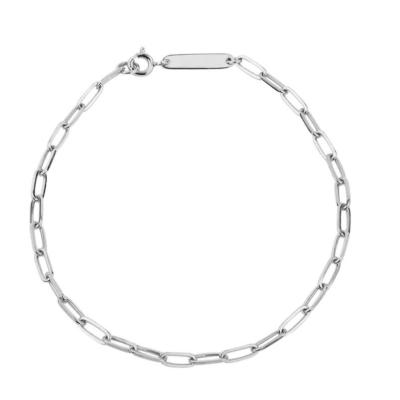 China Gold 925 Pure Silver Bracelets Online Plain Paperclip Chain For Women for sale