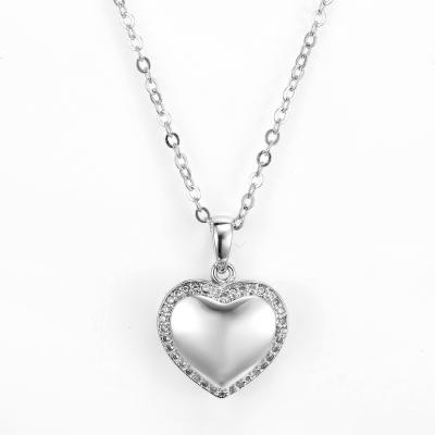 China 3.15g 925 Silver CZ Pendant Rhodium Valentines Day Heart Pendant for sale