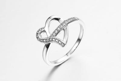 China Heart Shaped 925 Silver CZ Rings 2.38g CZ Eternity Wedding Band for sale