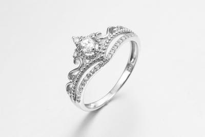 Chine OEM argenté de Sterling Silver Princess Crown Ring d'anneaux de 1.87g 925 CZ à vendre