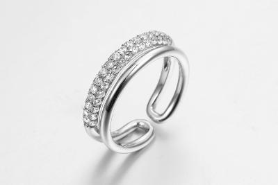 中国 2.31g Circle Round Engagement Ring With Halo CZ 925 Silver 販売のため
