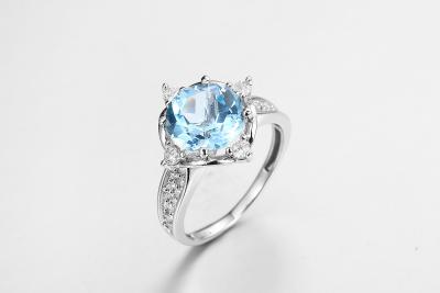 China 3.8g Sapphire Stone Silver Ring Band azul AAA CZ para mujer en venta