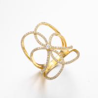 Китай «Смычок колец CZ тройной плакировкой 18K смычка» желтой крутой сформировал кольцо замужества продается
