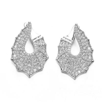 China Bridal Earrings 925 Silver CZ Earrings Bling and Chic Bridal Earrigns Fan Shaped for sale