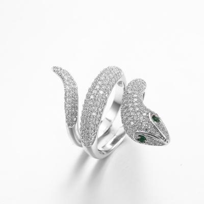 China Animal Ornament 925 Silver CZ Rings Cubic Zirconia Sterling Silver Snake Ring for sale