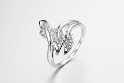 China Three Leaves Butterfly 925 Silver CZ Rings 3.54g Sterling Silver Cubic Zirconia Ring Set for sale