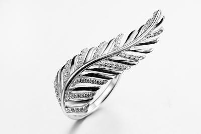 China Inregular Shape 925 Silver CZ Rings AAA Sterling Silver Angel Wing Ring for sale