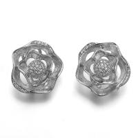 China Diamond Stud Earrings 925 Silver CZ Earrings Swirl White Round Clip on for sale