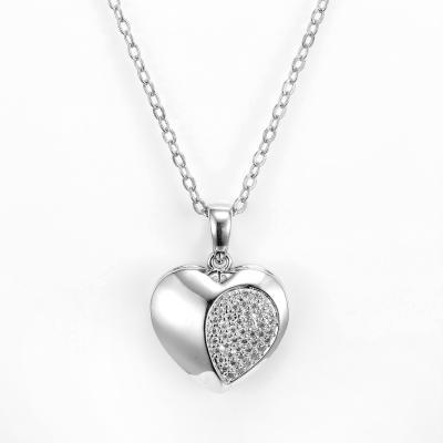 China 4.8 Grams 925 Silver CZ Pendant Anti-Allergic Double Heart Pendant Necklace for sale