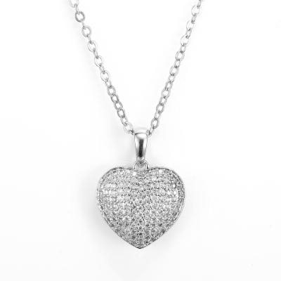 China White 925 Silver CZ Pendant Kids Heart Shaped Cubic Zirconia Pendant for sale