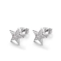 China Couples Cubic Zirconia Star Stud Earrings 1.37g Sterling Silver Pentagram Earrings for sale