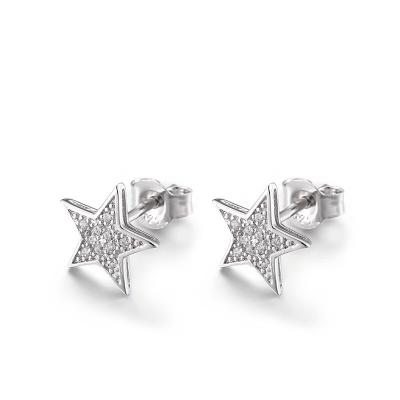 中国 カップルCubic Zirconia Star Stud Earrings 1.37g Sterling Silver Pentagram Earrings 販売のため