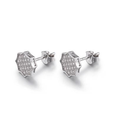 Cina Figura geometrica 925 orecchini unisex del perno dell'ottagono degli orecchini d'argento della CZ in vendita