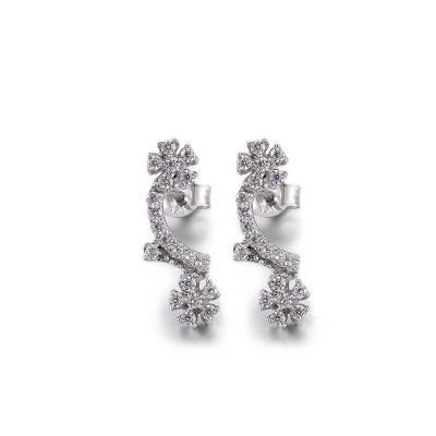 中国 Semilune 925 Silver CZ Earrings 1.95g Silver Drop Earrings For Women 販売のため