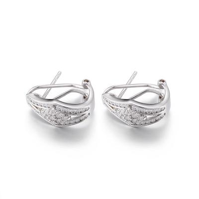 China 3.13g Sterling Silver Oval Hoop Earrings Rhombus Cubic Zirconia Square Stud Earrings for sale