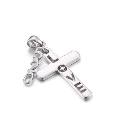 China 2.89g Sterling Silver CZ Cross Pendant OEM Love Letter Pendant Necklace for sale