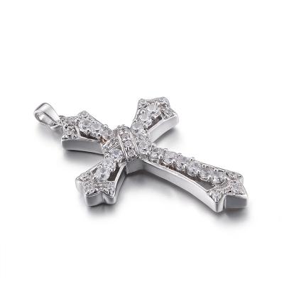 China Overlap III 925 Silver CZ Pendant 4.53g Sterling Silver Cubic Zirconia Cross Pendant for sale