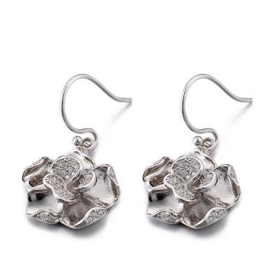 China Brincos 5.41g Sterling Silver Flower Stud Earrings da flor do zirconita do AAA à venda