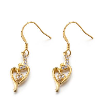 China Rose Gold 925 Silver CZ Earrings 8.88g Sterling Silver Double Heart Earrings for sale