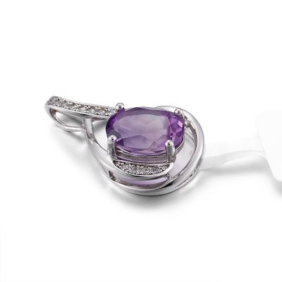 Chine 925 charmes pendants nuptiales de pierre porte-bonheur de la pierre gemme argentée AAA+ février à vendre