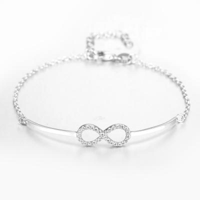China 15cm 925 Silver CZ Bracelet Rhodium Plated AAA+ Cubic Zircon for sale