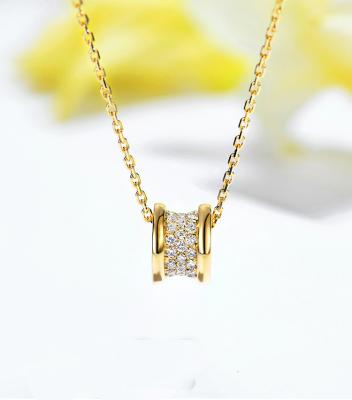 China 9mm Good Luck Charm Necklace 0.35ct 18k Solid Yellow Gold for sale