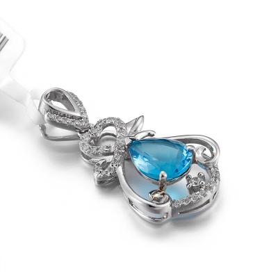 Cina Gioielli delle signore di Crystal Pendant 925 Sterling Silver Chain Necklace Womens del cuore di nozze in vendita