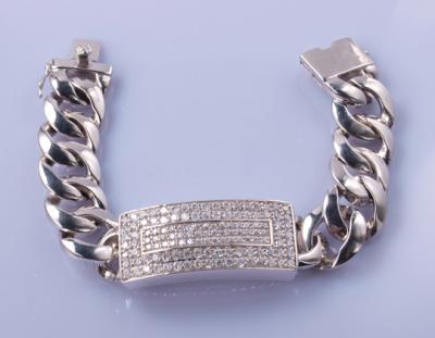 Cina argento del braccialetto dei braccialetti 18cm 12mm Cuban Link dei regali di relazione a distanza 75g in vendita