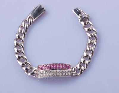 China 13.5cm 925 Silver CZ Bracelet AAA+Grade Cubic Zirconia Pinky White for sale