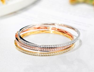 Chine bracelet de couleur de Diamond Bangle 1.00ct 18K de l'or 18K de 3.0mm tri à vendre