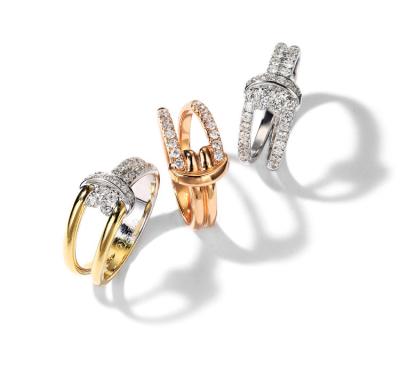 China anillos del nudo de la eternidad de Diamond Rings 0.51ct 0.27ct 0.24ct del oro de 4g 18K en venta