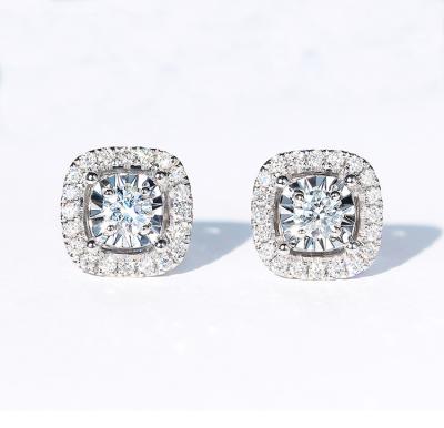 China Noble 0.38ct 18k White Gold Diamond Earrings 2.0g Round Brilliant Cut for sale