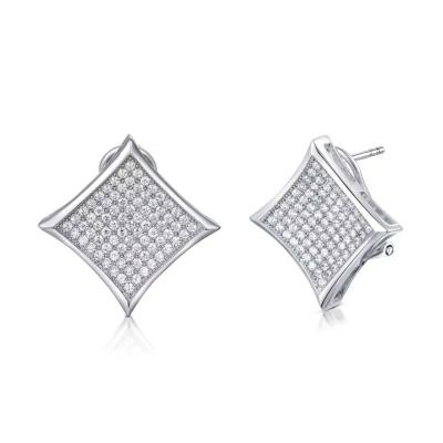 China Tetragonal Shape 925 Silver CZ Earrings 1.25mm 0.16g Stone Weight for sale