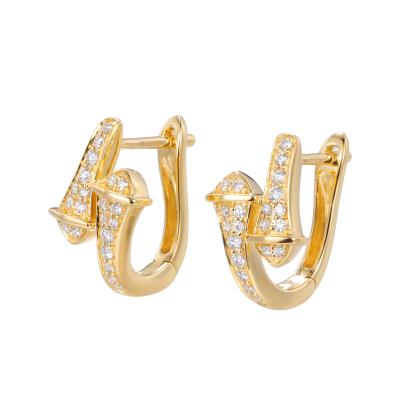 China VS Clarity 18K Gold Diamond Earrings 2.4g 0.16ct Double Headed Arrow Shape for sale