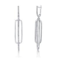 Chine 925 boucles d'oreille ovales en pierre argentées minimalistes de cercle du blanc 1.0mm de boucles d'oreille de la CZ longues à vendre