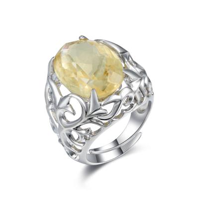 China Buff Stone 925 Silver Gemstone Rings 3.2g Oval Egg Shape For Womens for sale