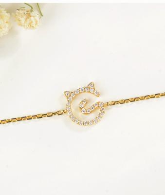 China 18K oro Diamond Bracelet Womens Kitten Nameplate 0.11ct para el compromiso en venta