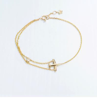 China ODM 17cm 18k Gold Diamond Bracelet 0.05ct Round Ring Buckles for sale