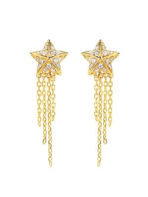 China Star Shaped 18K Gold Diamond Earrings 0.16ct F-G Color 2.0gram For Engagement for sale
