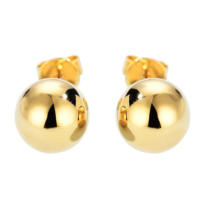 China Women 18k Gold Ball Stud Earrings 8mm Noble Minimalist For Engagement for sale