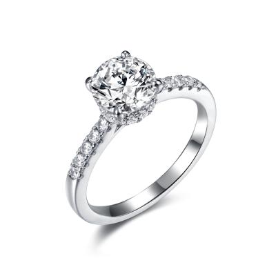 China 925 Silver Moissanite Round Engagement Ring 6.0mm Eternity For Women for sale