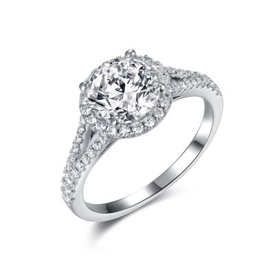China Rond Sterling Silver Moissanite Wedding Rings 8.0mm het Fonkelen Stijl Te koop