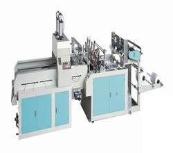 China Fully automatic double line T-shirt type Plastic bag making machine for sale